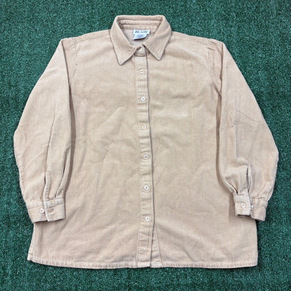 Vintage 90s Blair Corduroy Shirt Tan Beige Button Up Medium